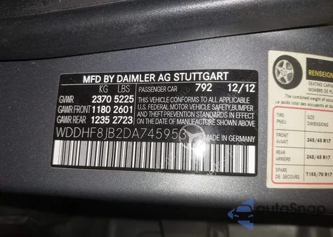 2013 Mercedes-Benz E 350 4Matic из США, поврежденный, VIN WDDHF8JB2DA745953